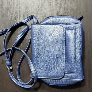 Periwinkle blue pebbled vegan Leather crossbody bag